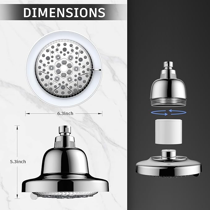 FEELSO LED Filtered Shower Head,High Pressure Rain Shower Head with Filters | Light Color Changing, 7 Modes, Water Softener Shower Head for Hard Water, Remove Chlorine,Reduces Dry Itchy Skin & Hair