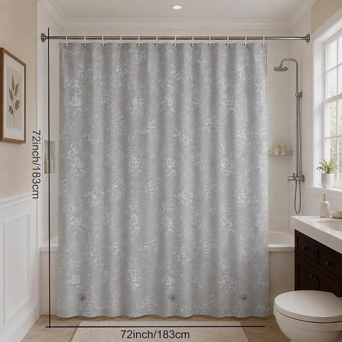 TIKABC Shower Curtain Liner, 4G PEVA Shower Liner, Plastic Waterproof Shower Curtains, 72x72 inch with Grommet Holes 3 Magnetic Weights
