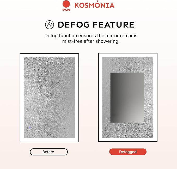28"x36" LED Bathroom Mirror Front Backlit Wall Mount Vanity Mirror | Anti-Fog Dimmable 3 Color Temperature Memory Function, Aluminum Frame Tempered Glass, Vertical & Horizontal Mountable