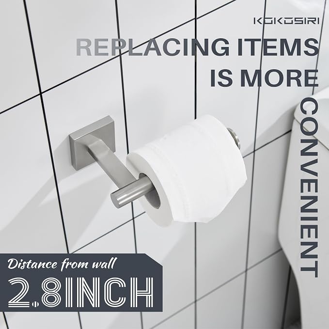 KOKOSIRI Toilet Paper Holder Tissue Paper Dispenser for Bathroom Toilet Roll Holder Wall Mounted, Brushed Nickel Stainless Steel B2008BR
