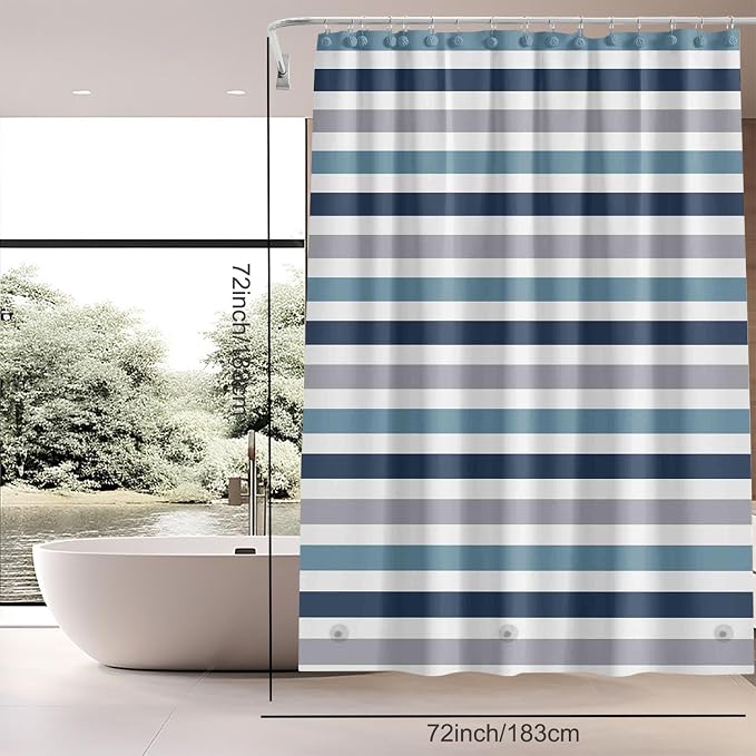 TIKABC Shower Curtain Liner, 4G PEVA Shower Liner, Plastic Waterproof Shower Curtains, 72x72 inch with Grommet Holes 3 Magnetic Weights