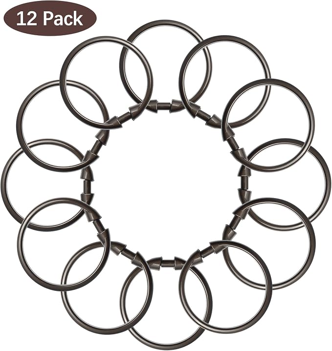Bronze Shower Curtain Hooks Rings, 12 Pcs Circular Plastic Shower Curtain Rings for Bathroom, Plastic Shower Curtain Hooks for Shower Curtain Rod, Shower Hooks Rings for Shower Curtain