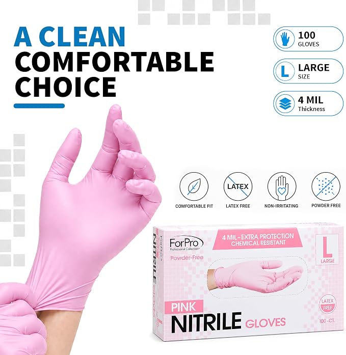 ForPro Disposable Nitrile Gloves, 4 mil, Food Safe, Latex-Free, Non-Sterile | for Salon, Exam & Cleaning Use, Multi-Purpose Gloves, Salon & Spa Essentials, Manicure & Pedicure Supplies, Home & Salon Use