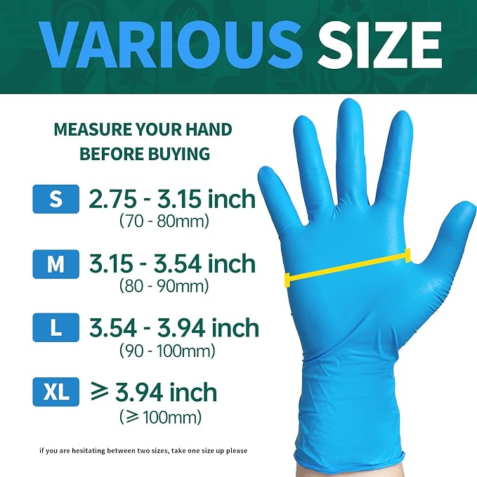 Vinyl Disposable Exam Gloves, 4Mil Powder-Free Latex-Free Food Grade Cooking Cleaning Medical Glove Blue 100&1000 Ct