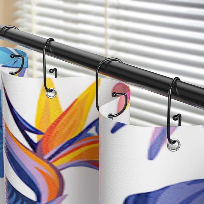 OEH Shower Curtain Hooks, 12 Pcs Shower Curtain Rings, Durable G Shape Black Shower Curtain Hooks Rust Proof, Simple Shower Rings for Curtain, Glide Smoothly Shower Hooks for Shower Curtain Rod, Black