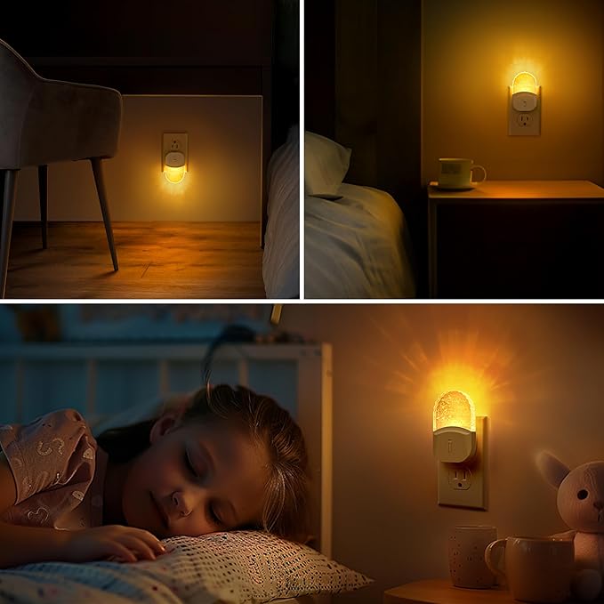 Led Night Lights Plug into Wall, 4 Packs Amber Dimmable Dusk to Dawn Night Light for Bedroom, Kids Room, Bathroom