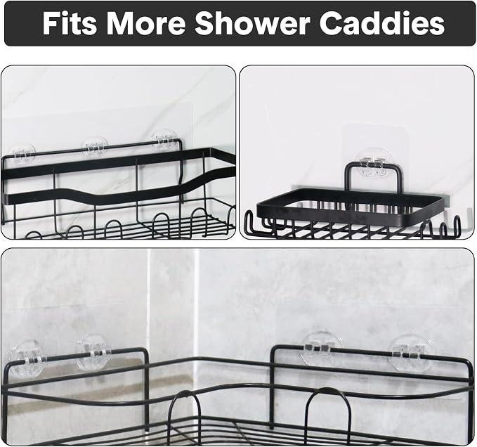 20 Pack Shower Caddy Adhesive Replacement, Strong Adhesive Hooks for Shower Caddy, Waterproof Shower Adhesive Strips, No Drilling,for Bathroom Storage Shelves and Kitchen Racks
