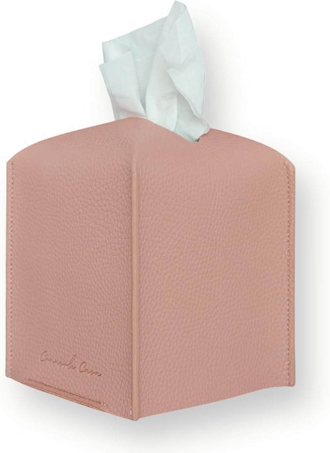 Premium PU Leather Tissue Box Holder - Elegant Hotel-Style Tissue Box Cover for Home, Office & Car DΓ©cor, Tissues Cube Organizer for a Natural & Classic Look(Pink)