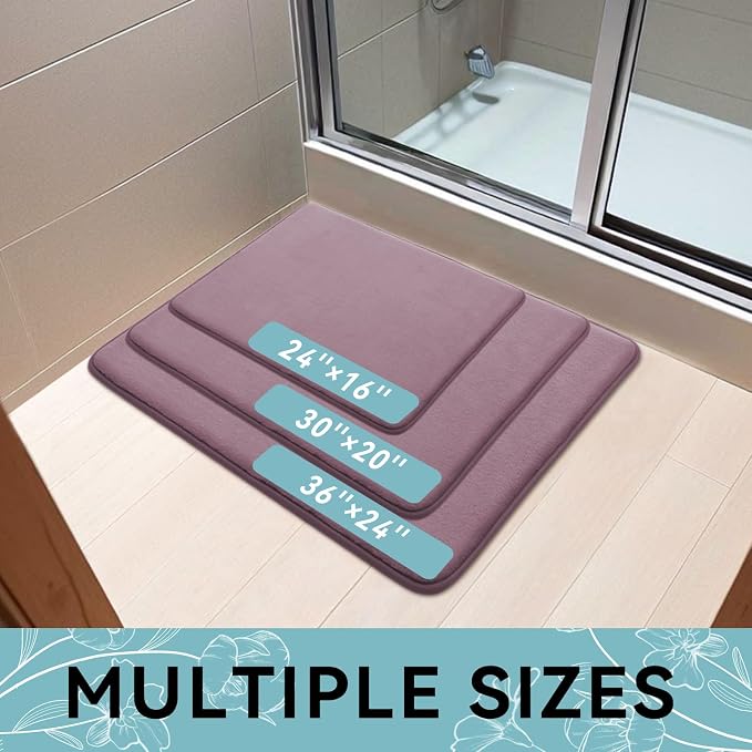 Smiry Memory Foam Bath Mat 30x20, Extra Soft and Absorbent Bathroom Rugs | Deep Plum, Quick Dry Machine Washable Non-Slip Bath Mat for Bathroom Floor, Shower and Tub