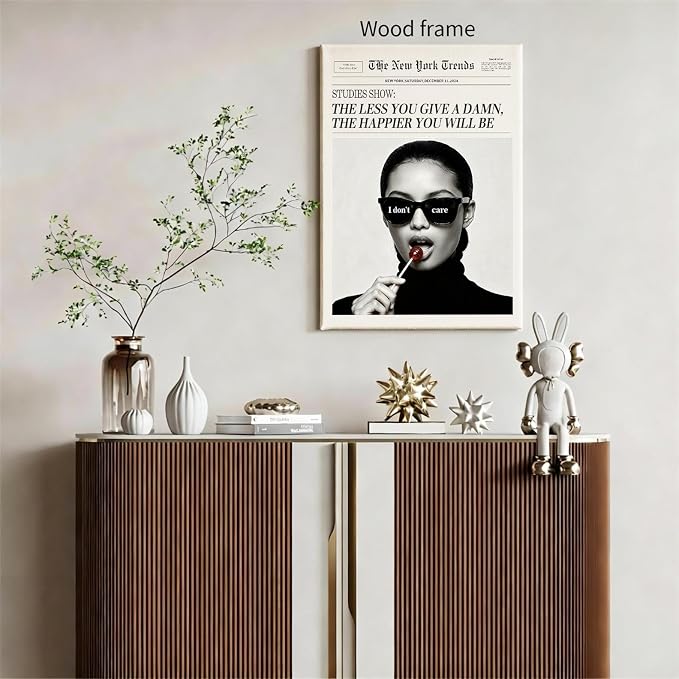 Modern Minimalist Newspaper Quotes Wall Art Black and White Feminist Inspirational Poster 16X24 inch Framed Mental Health Canvas Prints Trendy Room Aesthetic Wall Decor