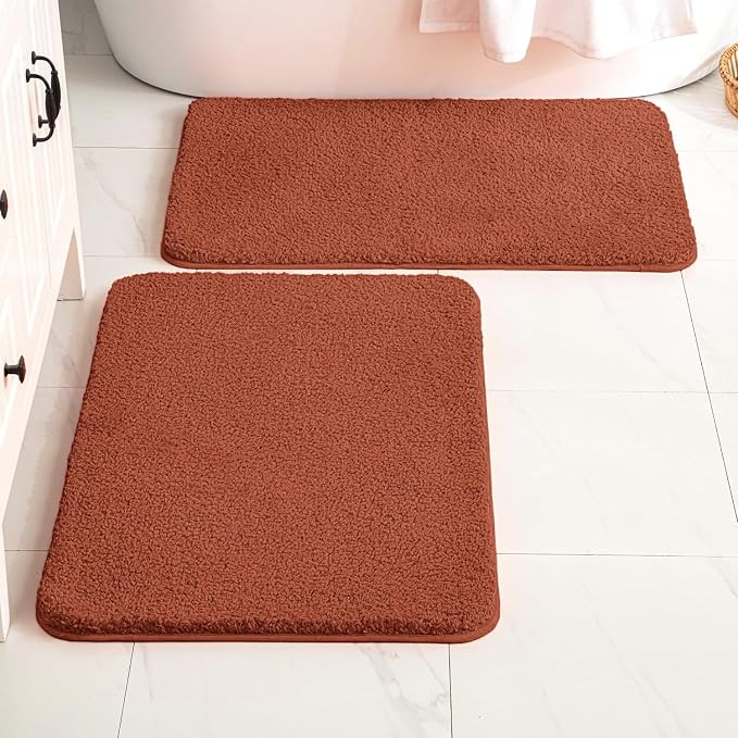 MIULEE Fall Rust Bathroom Rugs Soft Small Microfiber Bath Mat 16x24 Inch | Absorbent, Non Slip, Quick Dry, Fluffy Bath Rugs for Bathroom Floor Tub Showers, Machine Washable
