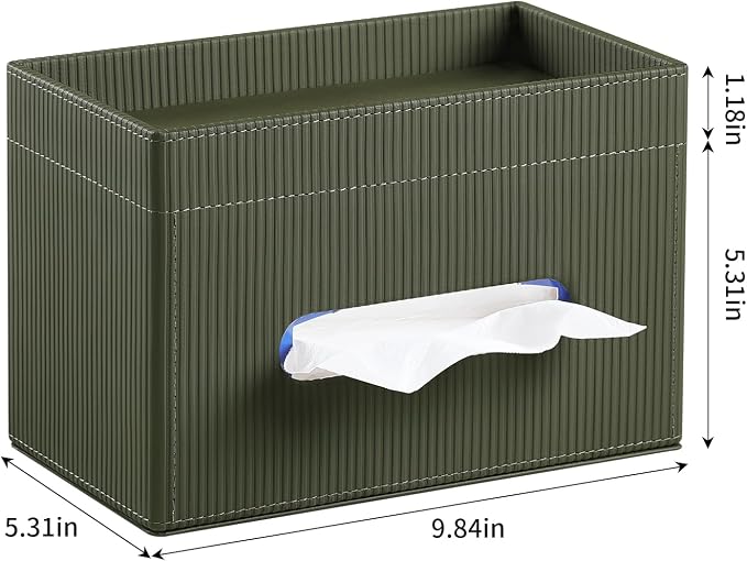 Rectangular Tissue Box Cover PU Leather Tissue Box Holder Rectangle | Magnetic Closure, Storage Tray, For All Full-Size Rectangular Tissue Box, For Bathroom NightStands Office Desk Decorative
