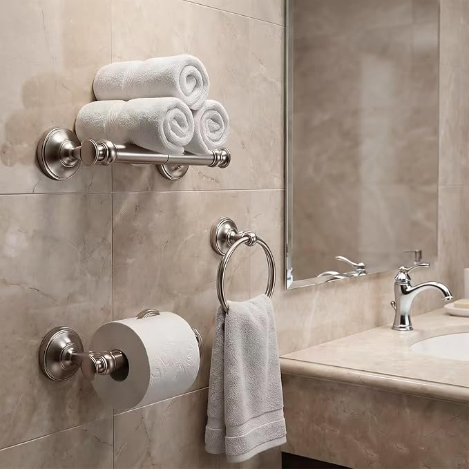 2 Pack Double Post Toilet Paper Holder Vibrant Polished Nickel Tissue Roll Holder for Bathroom Organization and Storage Single Double Toilet Tissue Holder Wall Bathroom Accessories