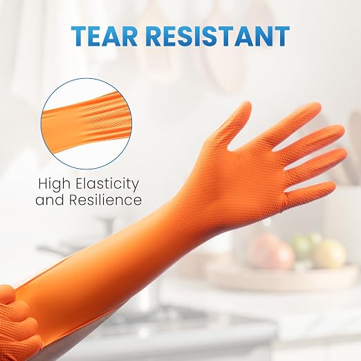 Borje Orange 8 Mil Nitrile Disposable Gloves, 100 Count, X-Large | Heavy-Duty, Latex & Powder Free, Raised Diamond Texture, Mechanic, Industrial, Automotive, Gardening