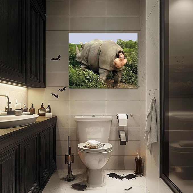 Funny Bathroom Canvas Wall Art, Toilet Paper Humor Poster, 16x20 Inch | Hilarious bathroom comedy decor and modern toilet artwork, gag gift for home, guest bath or office, Humor Style-08