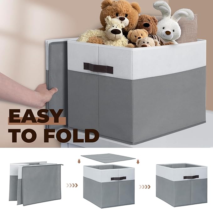 Extra Large Storage Bins 4 Pack - 16x12in Closet Organizers and Storage Baskets for Organizing Clothes Toy Blanket - Fabric Storage Cubes Containers for Shelves - All Room Organization