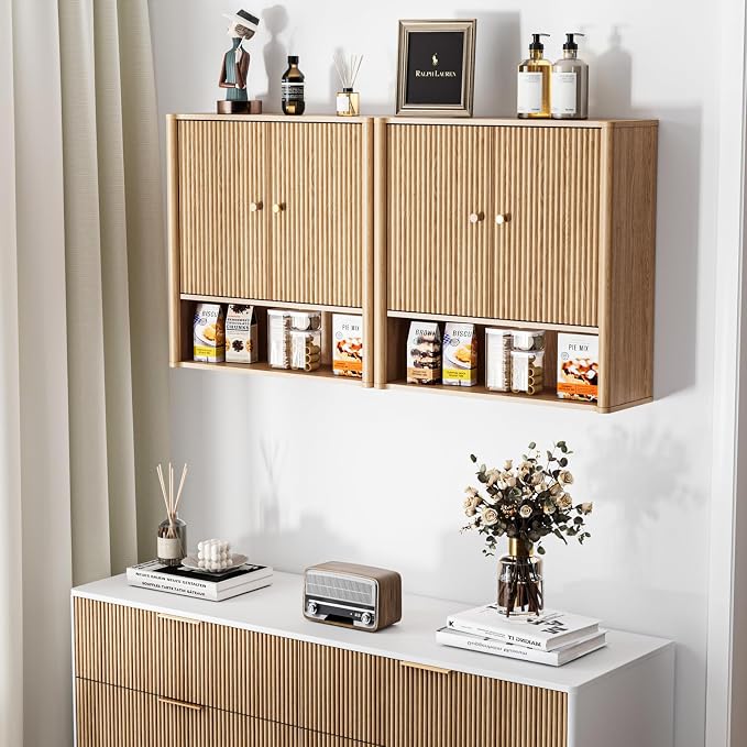 Bathroom Wall Cabinet, Medicine Cabinet with Adjustable Wood Shelf & Doors, Over The Toilet Storage Organizer Wall Mounted Storage Cabinet for Laundry Room, Kitchen, Living Room, Cupboard, Oak