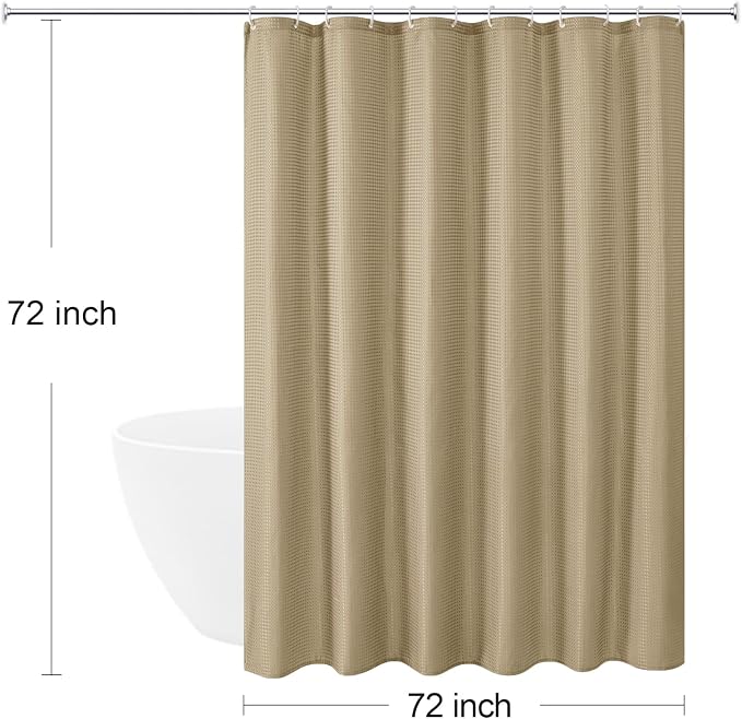 230GSM Beige Shower Curtain, 72 X 72 | 230GSM Fabric Shower Curtain for Bathroom - Soft Cloth & Hotel Spa Luxury, Water Repellent, Machine Washable