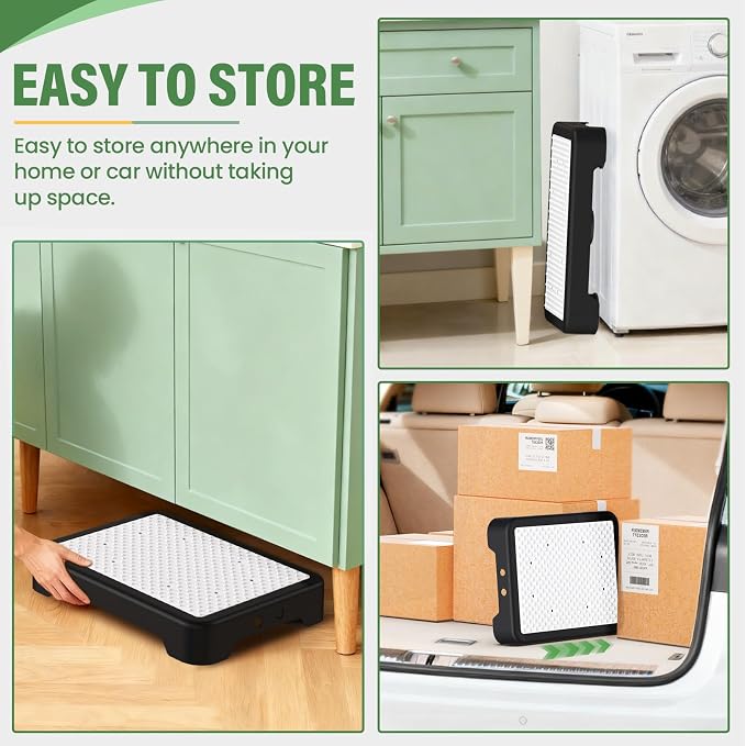 SOYO Mobility One Step Stool Platform for Adults & Elderly, Black-White | Adjustable Small Step Riser for Seniors, Indoor Outdoor Non-Slip Standing Support Portable Low Step for Car, Bed, Bathroom