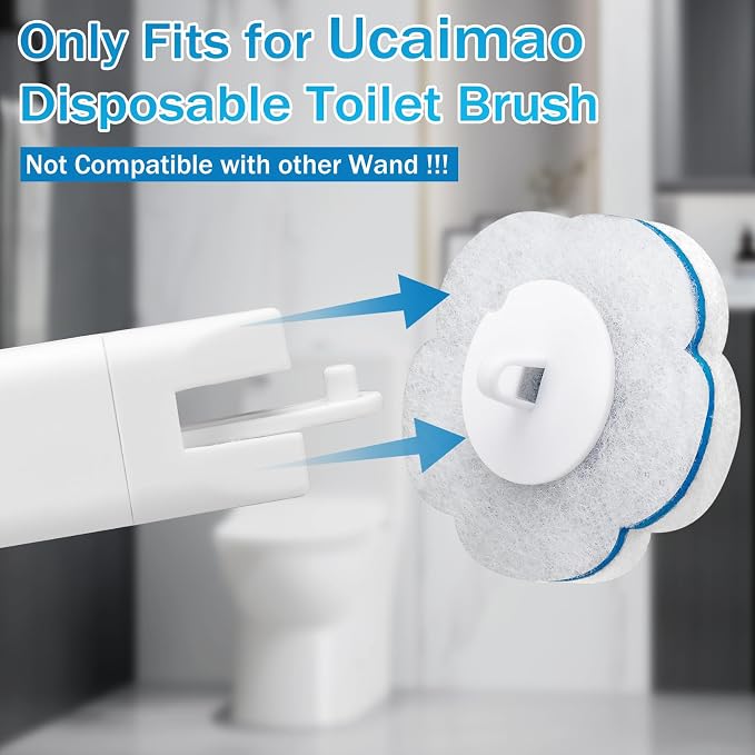 Disposable Toilet Brush and Holder Set 2 Pack,Extended Handle with 54 Cleaner Refills Toilet Brush for Toilet Bowl Cleaners,Bathroom Cleaning,Bathtub,Sink - White