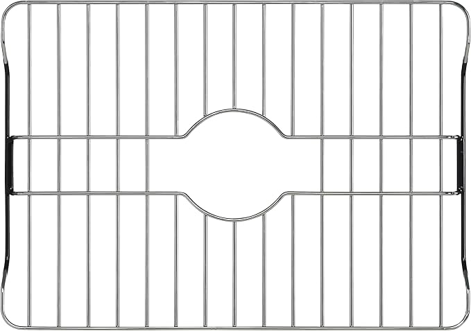 SunnyPoint 304 Stainless Steel Sink Protector Rack – Rust-Resistant Grid for Kitchen Sink Bottom, Scratch Prevention, Drainage Support – Fits Sinks 17.5" x 12.4", Center Drain Hole Required