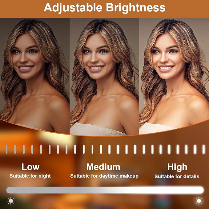 YEKKOPT Rechargeable Vanity Mirror with Lights, 10"×12" LED Makeup Mirror, Smart Touch Control, 3 Color Lighting with Adjustable Brightness,Cosmetic Mirror for Bedroom, Vanity Desk, Beauty Routine