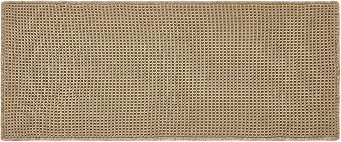 Triohero Waffle Runner Bath Mat - Long Bathroom Rugs Non Slip Washable, Ultra Soft Super Absorbent Quick Dry Boho Farmhouse Bathroom Decor, 24" x 72", Khaki