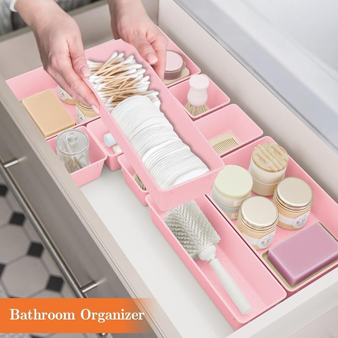 SpaceHacks 25 PCS Plastic Drawer Organizer, 4-Size Versatile Organizer Trays & storage Bins
