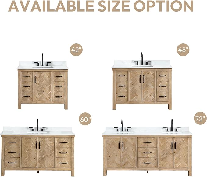 Javier 42" Single Bath Vanity in Antique Brown with Composite Stone Top and Mirror