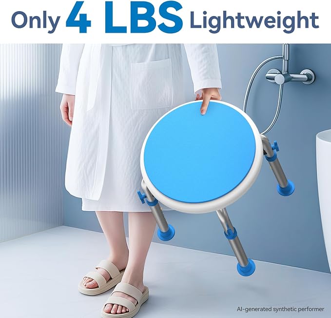 Loyoda Swivel Shower Chair for Inside Tub with Reinforced Crossing Bar | Adjustable-Height Shower Chair, Tool-Free Assembly – Holds up to 350 lbs, Great for In-Shower Use