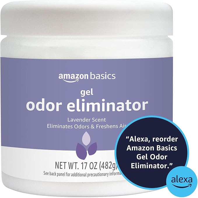 Amazon Basics Gel Odor Eliminator, Activated Charcoal, Lavender Scent, 17 Oz, 4-Pack