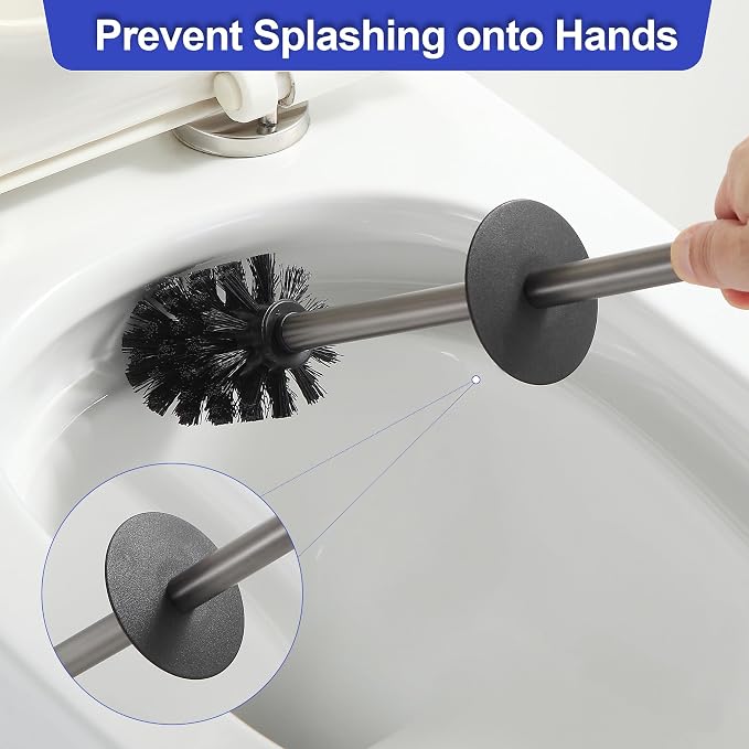 Toilet Brush and Holder Set Gun Gray Freestanding Toilet Bowl Brush for Bathroom