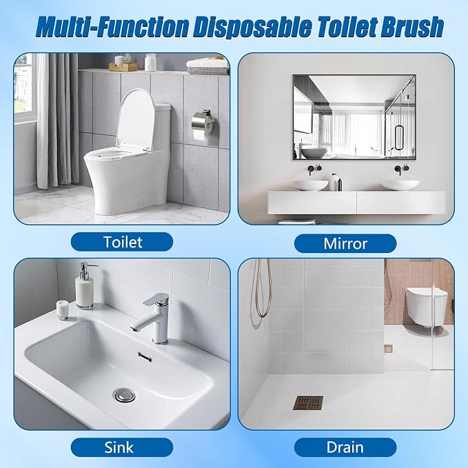 120 Count Disposable Toilet Brush Refills Pads for Most Toilet Wands | Prefilled Cleaning Deep-Scrubbing Toilet Pads, 3-Layer Sponge, For Bathroom Cleaning, Sinks, Tubs & Floor Drains