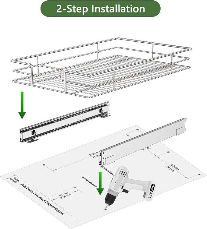 LOVMOR Pull Out Cabinet Organizer 28½" W x 21½" D, Kitchen Cabinet Pull Out Shelves Slide Out Storage
