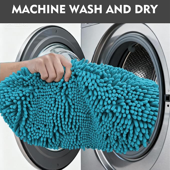 Bathroom Rugs Bath Mats for Batroom Chenillen Bath Rug Set 3 Piece Non-Slip Bath Mats, Absorbent Shaggy Rugs, Machine Wash, Perfect Plush Bathroom Mats, Bathroom Carpets Set Teal Blue