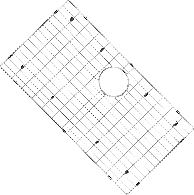 Kitchen Sink Grid and Sink Protectors, 31 1/2"x16 15/16" Sink Grid | Stainless Steel Sink Grids for Bottom of Kitchen Sinks, 31 1/2"x16 15/16" with Rear Drain for Single Bowl Sinks