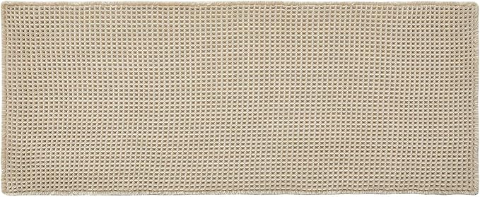 Triohero Waffle Runner Bath Mat - Long Bathroom Rugs Non Slip Washable, Ultra Soft Super Absorbent Quick Dry Boho Farmhouse Bathroom Decor, 24" x 60"', Pale Beige