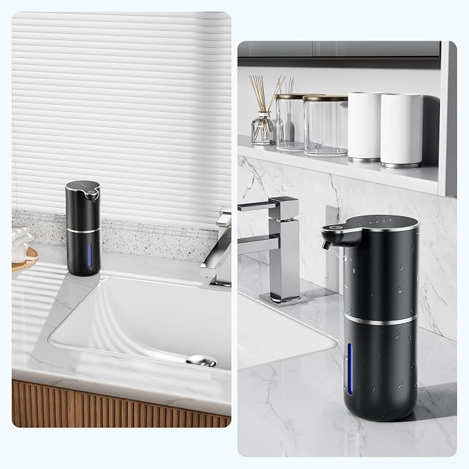 Fantictas Automatic Foaming Soap Dispenser Touchless, 4 Adjustable Levels | Foam Soap Dispenser 380ML, USB Charging Wall Mount for Kitchen & Bathroom, IPX5 Waterproof