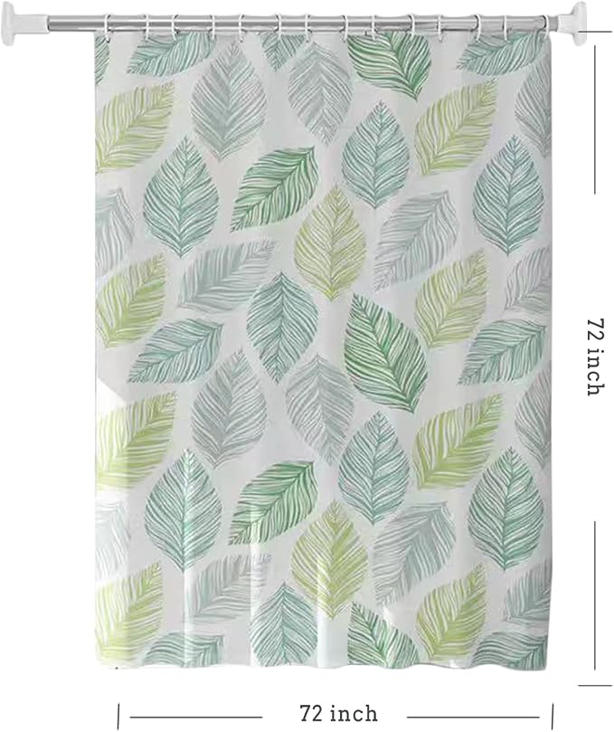 TIKABC Shower Curtain Liner, 4G PEVA Banana Leaves Shower Liner, Plastic Waterproof Shower Curtains, 72x72 inch with Grommet Holes 3 Magnetic Weights