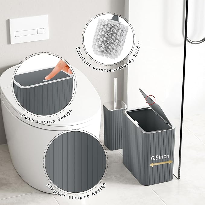 Bathroom Accessory Set - Bathroom Set, 27PC Bathroom Accessories Set, Grey Bathroom Sets with Shower Curtain and Rugs, Mini Trash Can, Toilet Brush, Trash Can & Soap Dispenser