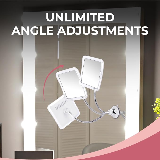 Flexible 10X Gooseneck Magnifying Mirror, 6.3" x 6.3" (Square) | Adjustable Gooseneck Magnifying Makeup Mirror Non Lighted with Suction - 2-in-1 Table & Wall Mount for Vanity & Bathroom Use