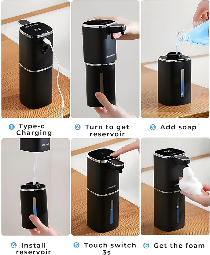 2 Pack Automatic Soap Dispenser Touchless, Rechargeable | Liquid Soap Dispenser 9 Adjustable Levels,13.5oz/400mL,IPX5 Waterproof, Wall Mounted or Countertop for Kitchen & Bathroom