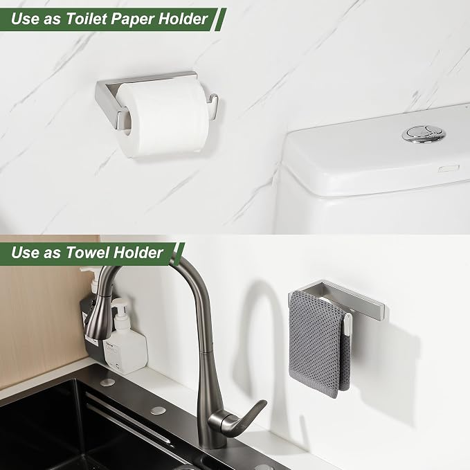 Sayayo Brushed Nickel Toilet Paper Holder Wall Mount, Toilet Tissue Holder for Bathroom Tp Holder Square, SUS304 Stainless Steel 6 Inch
