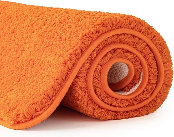 MIULEE Fall Orange Bathroom Rugs Soft Microfiber Bath Mat 20x30 Inch | Absorbent, Non Slip, Quick Dry, Fluffy Bath Rugs for Bathroom Floor Tub Showers, Machine Washable