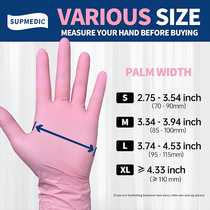Medical Nitrile Exam Gloves, Latex & Powder-Free Disposable 100 Ct | Soft Stretch Fit •Powder-Free •Latex-Free •Examination •Cooking •Cleaning •Food Prep •Esthetician •100 Ct • Rose Quartz