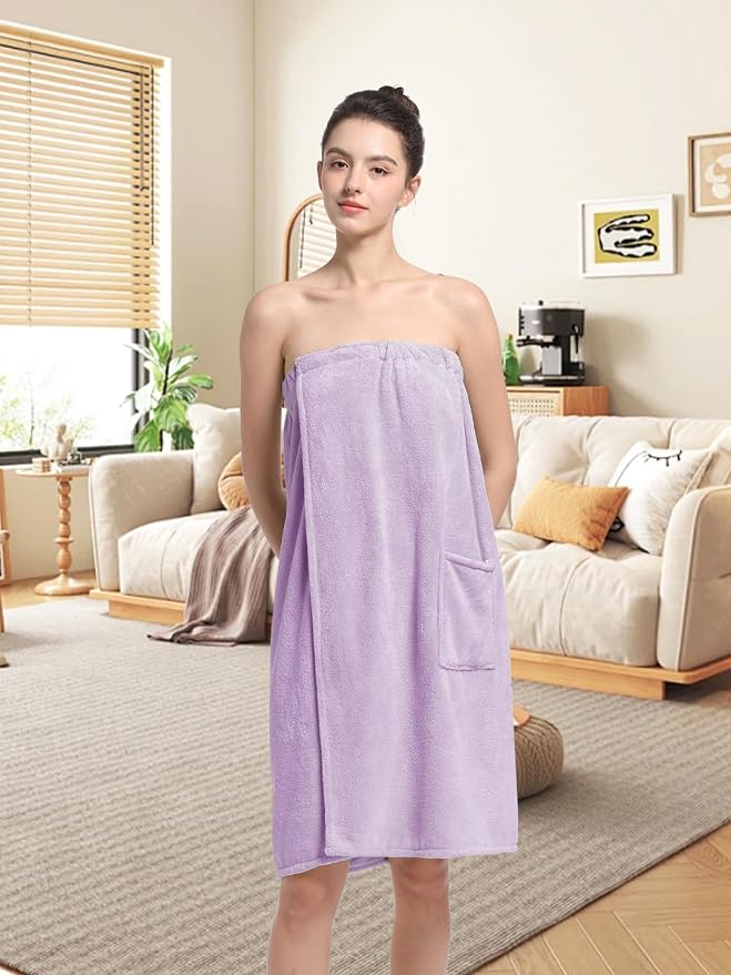 Women'S Soft Wrap Towel Full Length,Bath Robe After Shower Female Plush Long,Spa Bathrobes Lightweight With Pockets