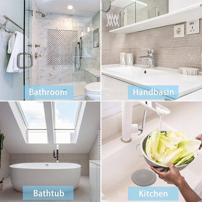 Drain Hair Catcher Durable Silicone Hair Stopper Shower Drain Covers Easy to Install and Clean Suit for Bathroom Bathtub and Kitchen (New Grey 4Pack)