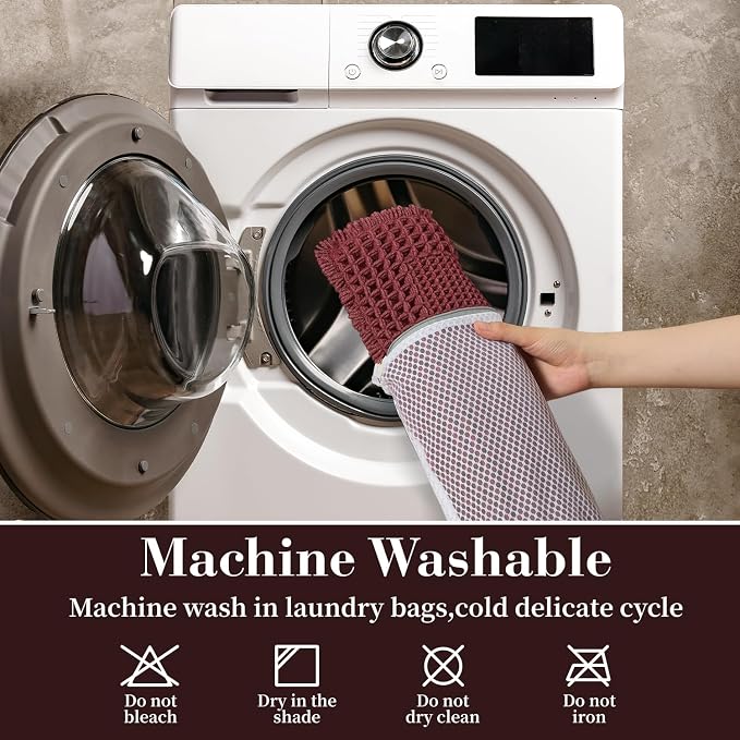 RESARE Waffle Bath Mat for Bathroom Non Slip Bathroom Rugs 17"x24" Dark Red | Absorbent Boho Bathroom Floor Mats Machine Washable Quick Dry, Soft Solid Bath Rugs with Tassels, Ideal Farmhouse Home Decor