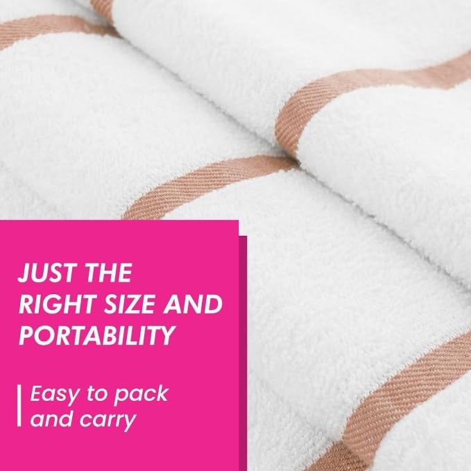 CASA COPENHAGEN Cabana Pool 2Pcs 100% Egyptian Cotton XL Designer Bathsheet Beach Towels Gift Set- White Ecru, 500GSM, 35"x70", Bath Sheet Beach Towels (Box Pack, Set for Women & Men)