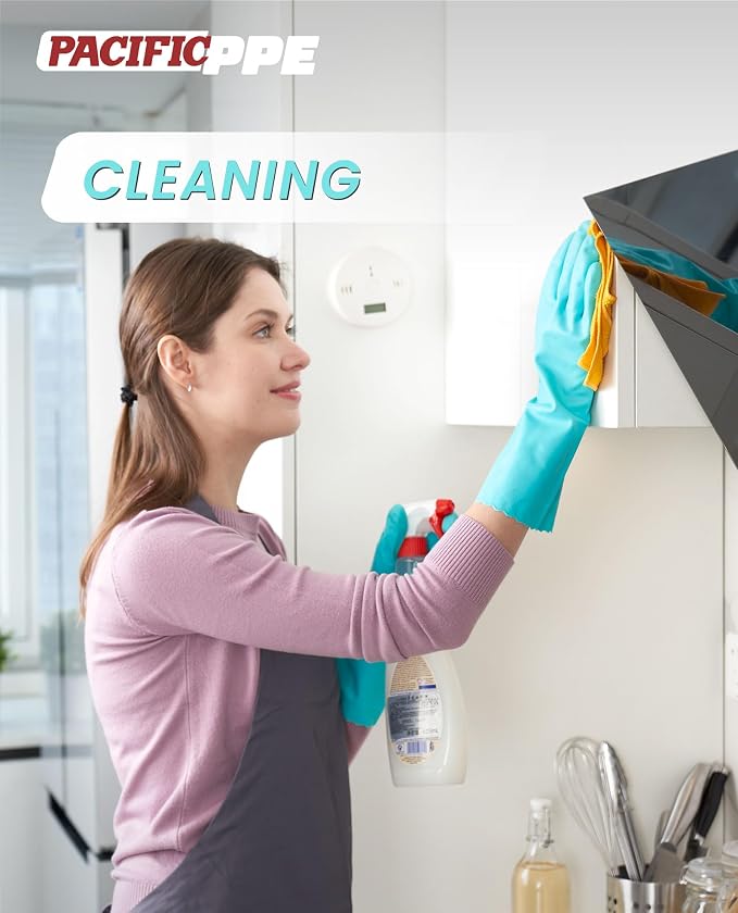 2 Pairs Dishwashing Gloves, Cotton Flocked Liner, Green, Large | Waterproof dishwashing gloves with non-slip grip, Latex-Free, flexible fit for kitchen, bathroom, laundry & cleaning